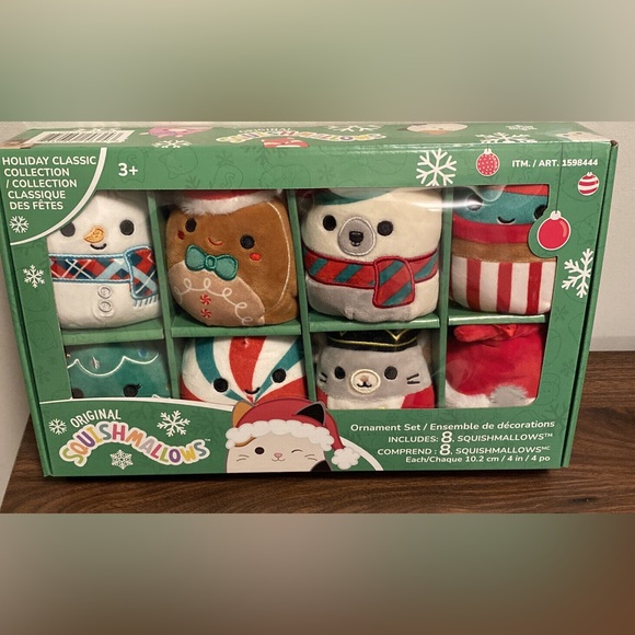 Original Squishmallows KellyToy Holiday Classic Collection Ornament Set 8 Pieces - Picture 1 of 1